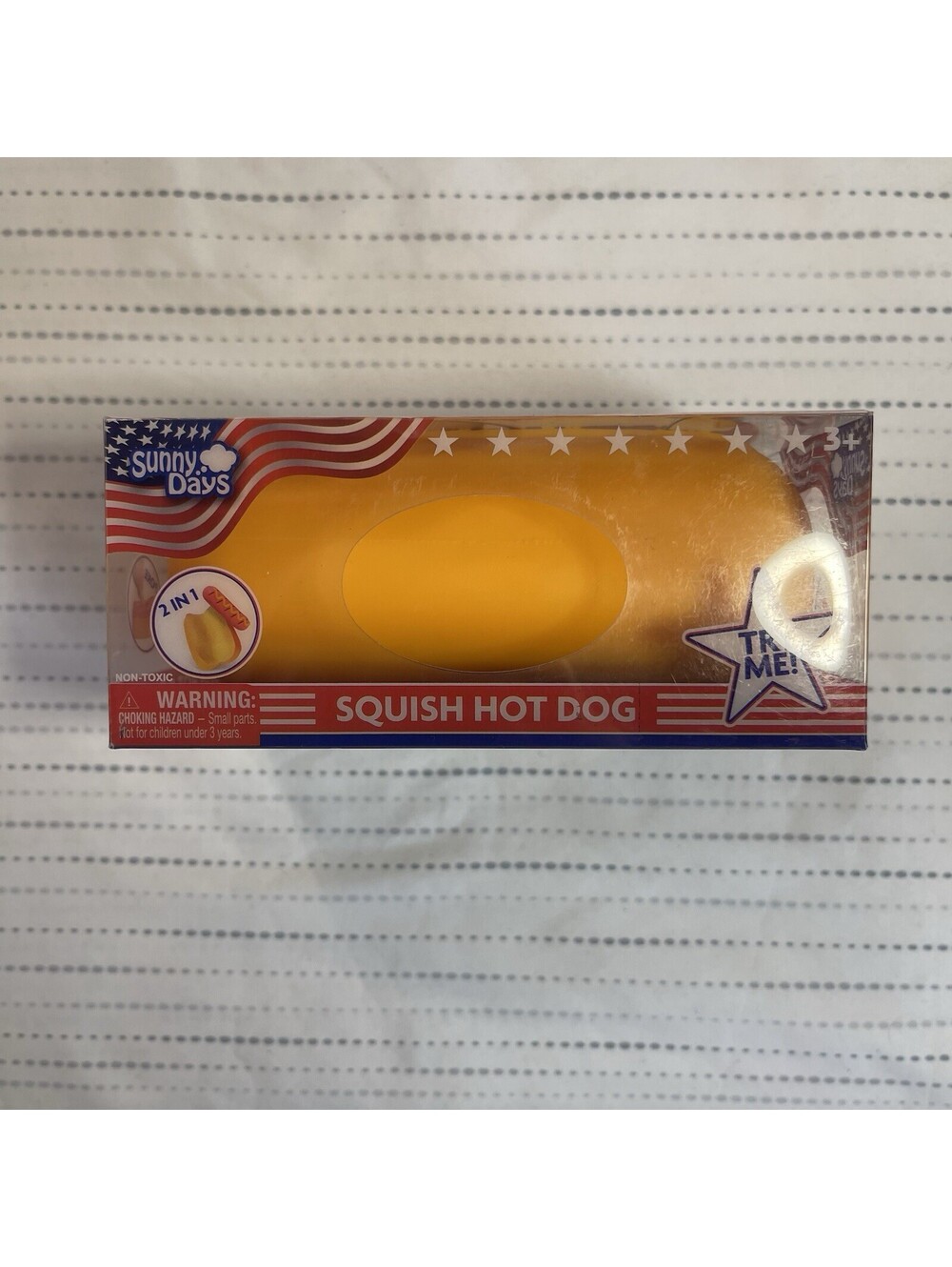 Squishy Hot Dog Squeezy Fidget Toy Sunny Days 2-in-1 Hotdog Stress Relief NEW